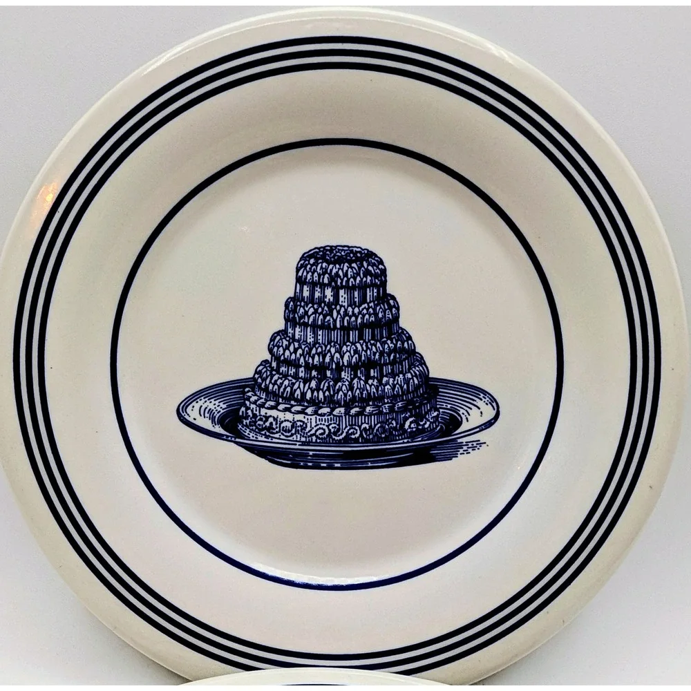 Williams Sonoma Careme Dessert Plates Set of 4 Blue White Pastry England 9 Inch